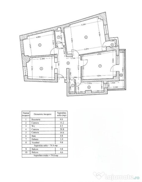 Basarabia, apartament 3 camere decomandat, 80 mp, 2 bai, bloc 1986